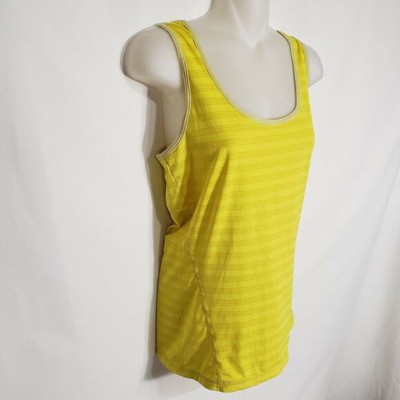 Oakley Womens Medium Tank Top Sleeveless Shirt Stiped Yellow Scoop Neck Stretch - Picture 5 of 10